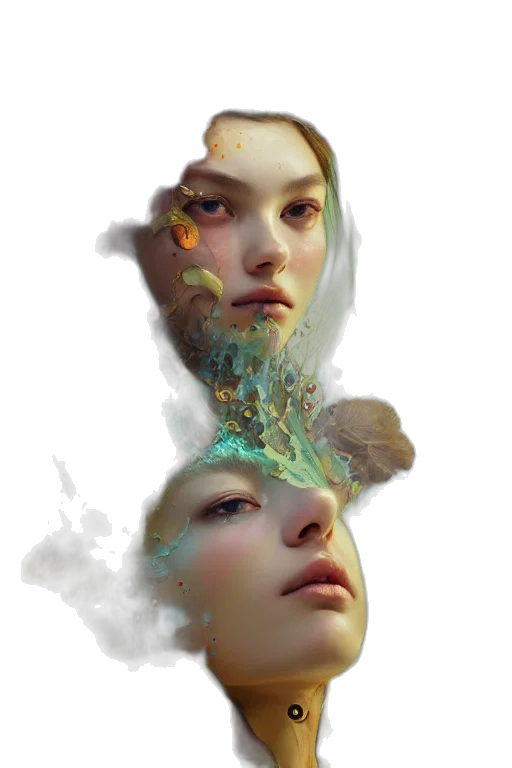 face, mask, robot, crown, fantasy art, photorealistic, concept art, cyberpunk transparent PNG cut-out