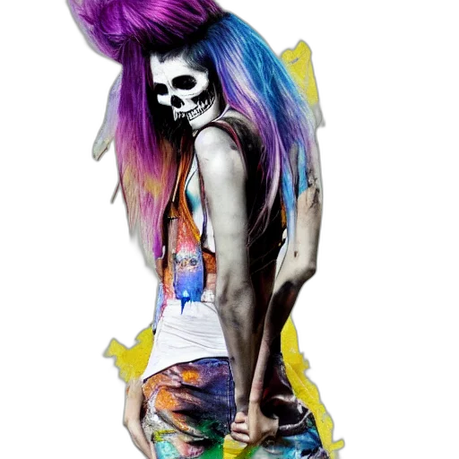 mask, hair, jacket, cyberpunk, concept art, photorealistic, watercolor, neon transparent PNG cut-out