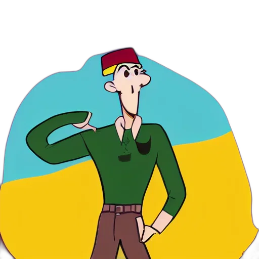 jacket, hat, staff, cartoon transparent PNG cut-out