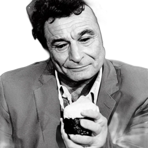 face, staff, jacket, animal, peter, falk, eating, mcdonalds transparent PNG cut-out