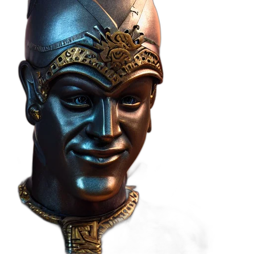 mask, crown, face, staff, 3d render, concept art, fantasy art, photorealistic transparent PNG cut-out