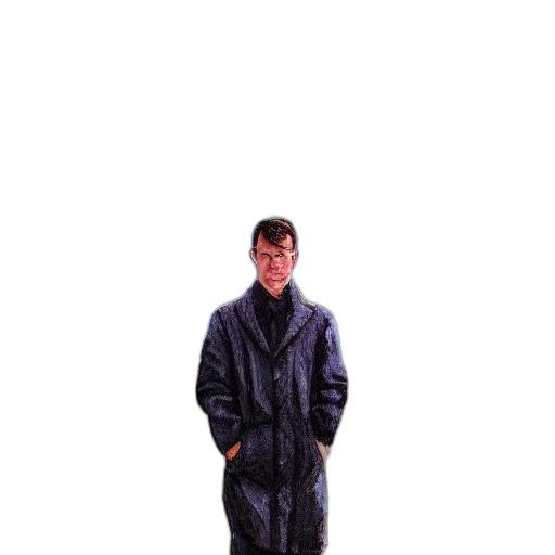 jacket, umbrella, staff, dress, pixel art, vaporwave, concept art, photorealistic transparent PNG cut-out