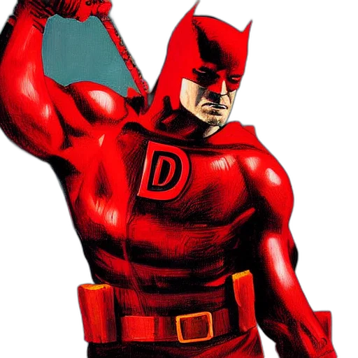 comic book art, concept art, 3d render, red, daredevil, painted, ben, oliver transparent PNG cut-out