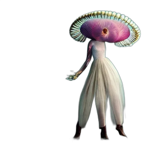 dress, hat, creature, flower, concept art, 3d render, fantasy art, photorealistic transparent PNG cut-out