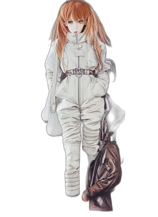jacket, dress, staff, weapon transparent PNG cut-out