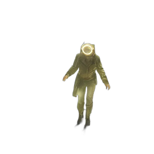 mask, creature, jacket, staff transparent PNG cut-out