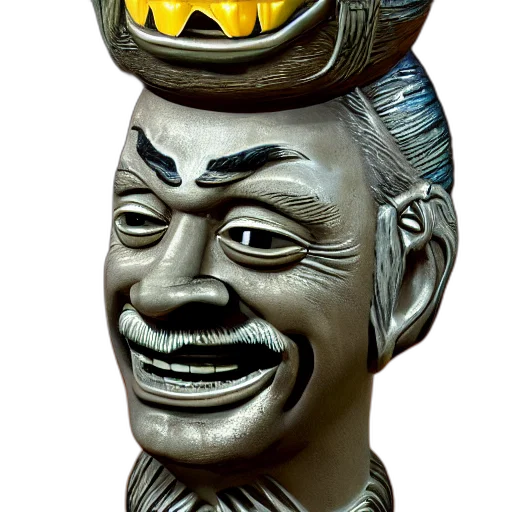 mask, face, staff, hat, concept art, photorealistic, 3d render, closeup transparent PNG cut-out