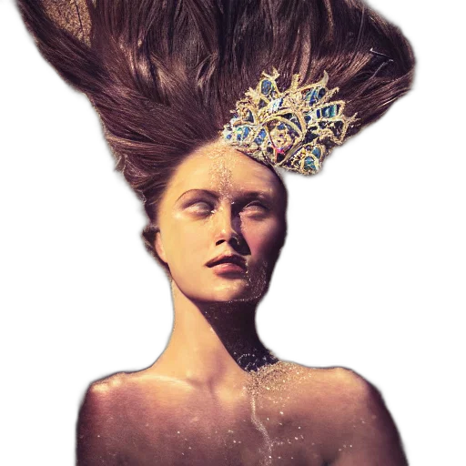 crown, hair, face, jewelry, photorealistic, oil painting, fantasy art, concept art transparent PNG cut-out