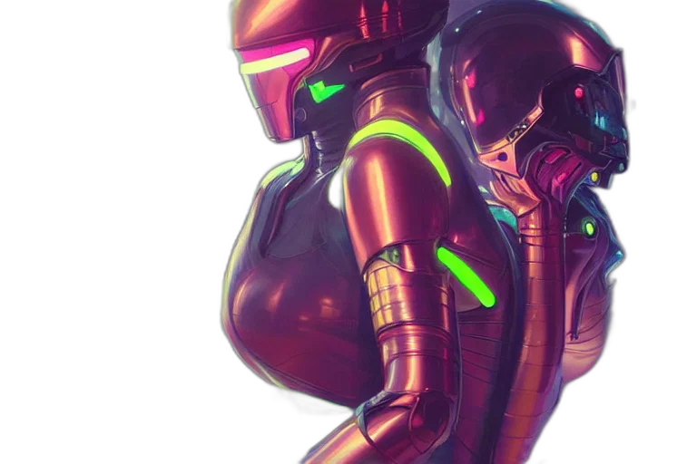 robot, cyberpunk, concept art, 3d render, vaporwave, neon lights, outer space, neon transparent PNG cut-out