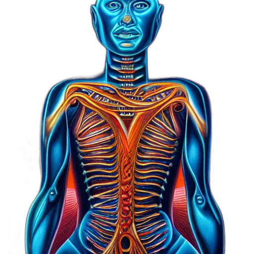 jewelry, robot, blue, enlightened, biomechanical, oil, painting, alex transparent PNG cut-out