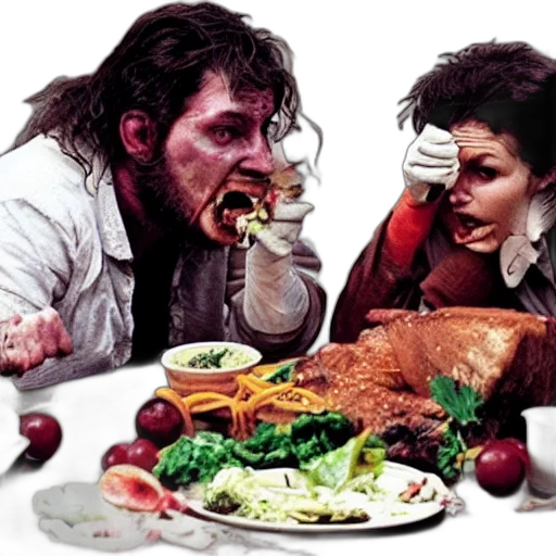 food, realistic, cannibal, scene transparent PNG cut-out
