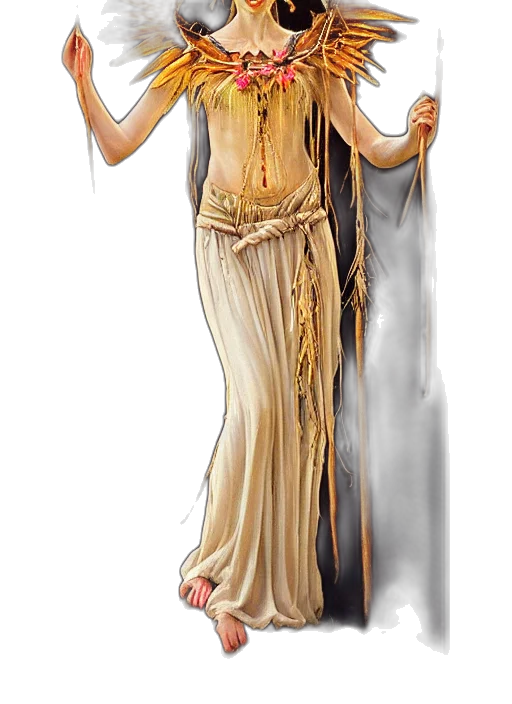 dress, staff, concept art, fantasy art transparent PNG cut-out