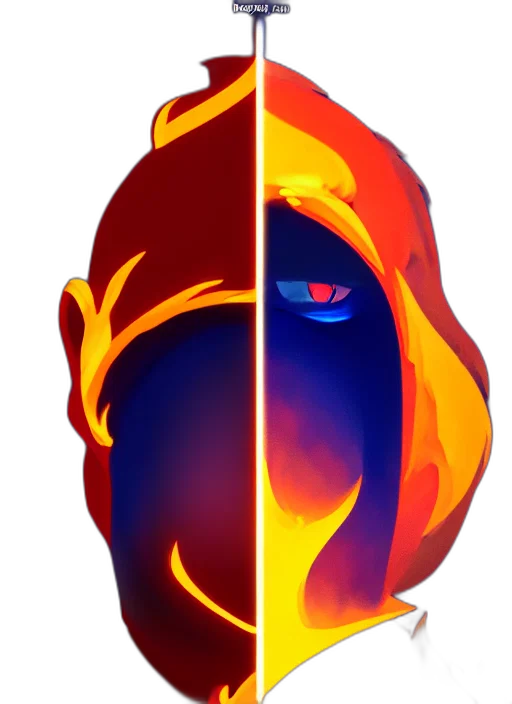 mask, face, crown, staff, concept art, 3d render, pixel art, fantasy art transparent PNG cut-out