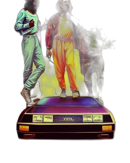 car, robot, concept art, vaporwave transparent PNG cut-out