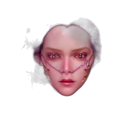 face, mask, robot, crown, concept art, fantasy art, cyberpunk, photorealistic transparent PNG cut-out
