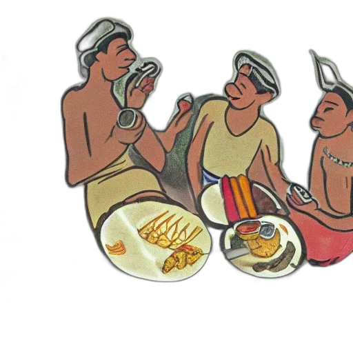 food, concept art, unknown, tribe, eating, animated, drawing transparent PNG cut-out
