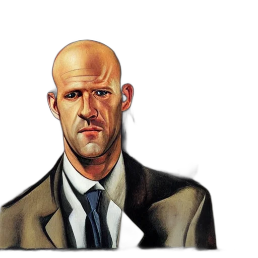 face, jacket, staff, photorealistic transparent PNG cut-out