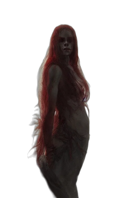 dress, creature, hair, mask transparent PNG cut-out