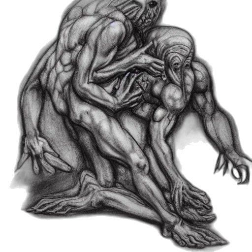 creature, concept art, pencil sketch, fantasy art transparent PNG cut-out