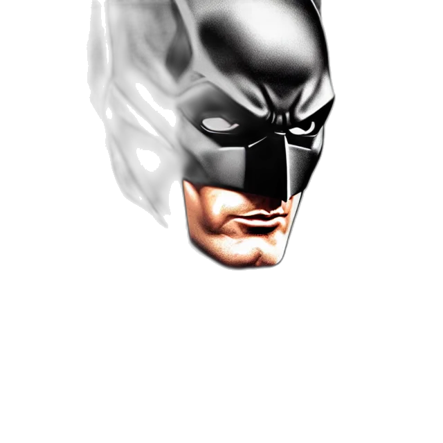 mask, face, comic book art, 3d render, photorealistic, concept art, monochrome, batman transparent PNG cut-out