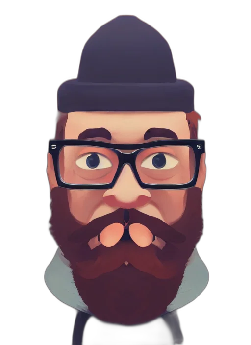 face, staff, hat, cartoon, pixel art, concept art, 3d render, ginger transparent PNG cut-out
