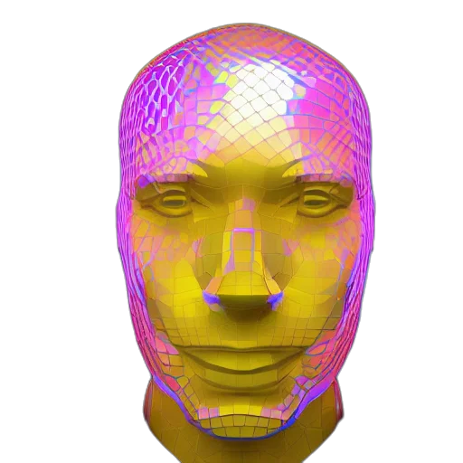 mask, face, robot, creature, vaporwave, 3d render, cyberpunk, photorealistic transparent PNG cut-out