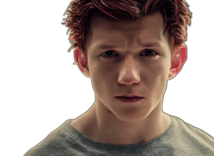 face, hair, photorealistic, 3d render, concept art, comic book art, tom, holland transparent PNG cut-out