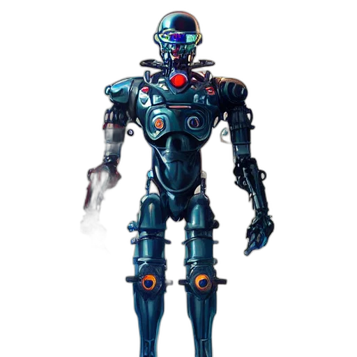 robot, concept art, 3d render, cyberpunk, pixel art, blue, cyborg, ninja transparent PNG cut-out