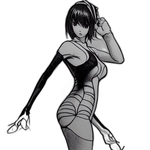 dress, comic book art, cartoon, concept art, anime, monochrome, beautiful, aesthetic transparent PNG cut-out