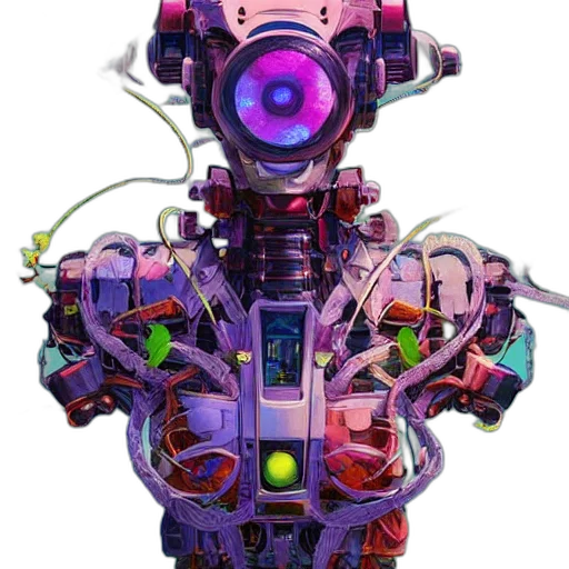 robot, weapon, car, staff, cyberpunk, concept art, 3d render, pixel art transparent PNG cut-out
