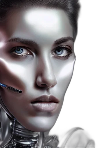 robot, face, cyberpunk, photorealistic transparent PNG cut-out