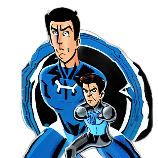 comic book art, cartoon, concept art, 3d render, blue, reed, richards, marvel transparent PNG cut-out