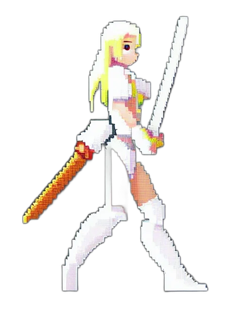 sword, staff, weapon, robot, pixel art, 3d render, fantasy art, anime transparent PNG cut-out