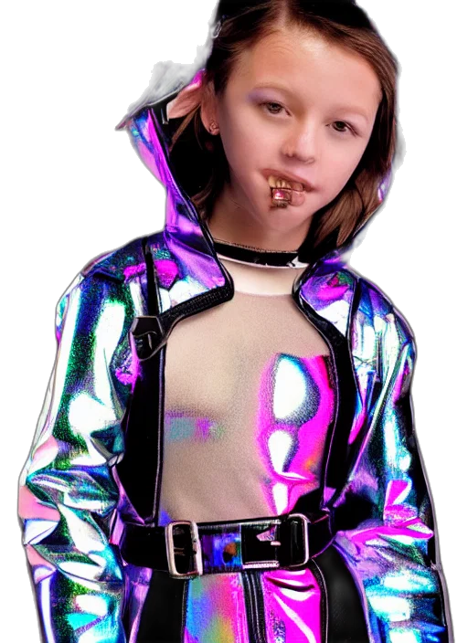 jacket, robot, creature, face, cyberpunk, vaporwave, 3d render, concept art transparent PNG cut-out