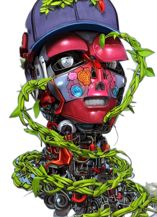 robot, mask, face, cyberpunk, concept art, 3d render, comic book art, colourful transparent PNG cut-out