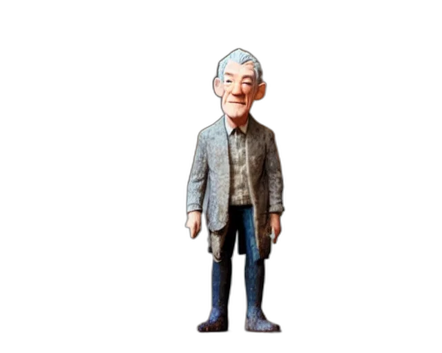 staff, cartoon, concept art, 3d render, ian, mckellen, figurine, pixar transparent PNG cut-out