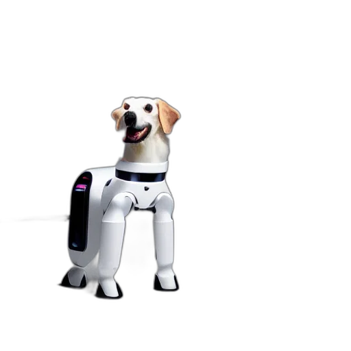 robot, animal, staff, 3d render, concept art, apple, idog, dog transparent PNG cut-out
