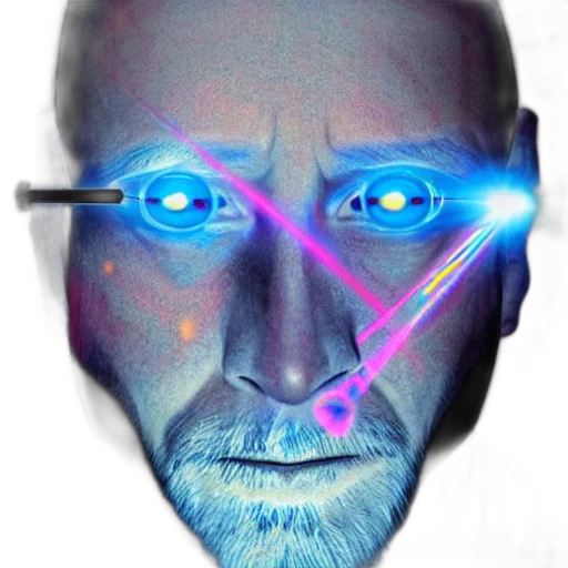 face, mask, robot, staff, cyberpunk, vaporwave, photorealistic, concept art transparent PNG cut-out
