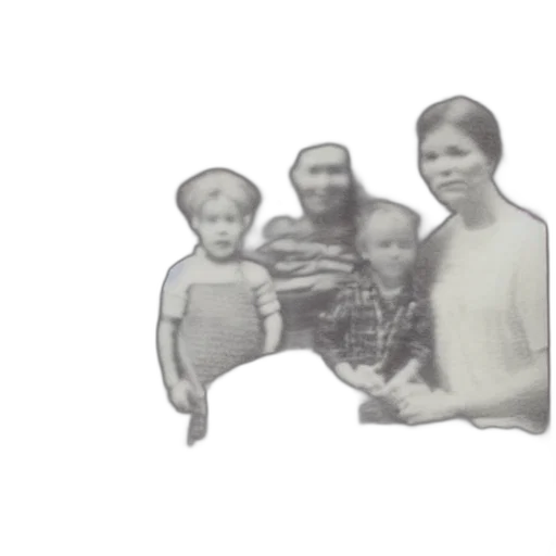 face, photorealistic, 3d render, old, polaroid, haunted, family, photo transparent PNG cut-out