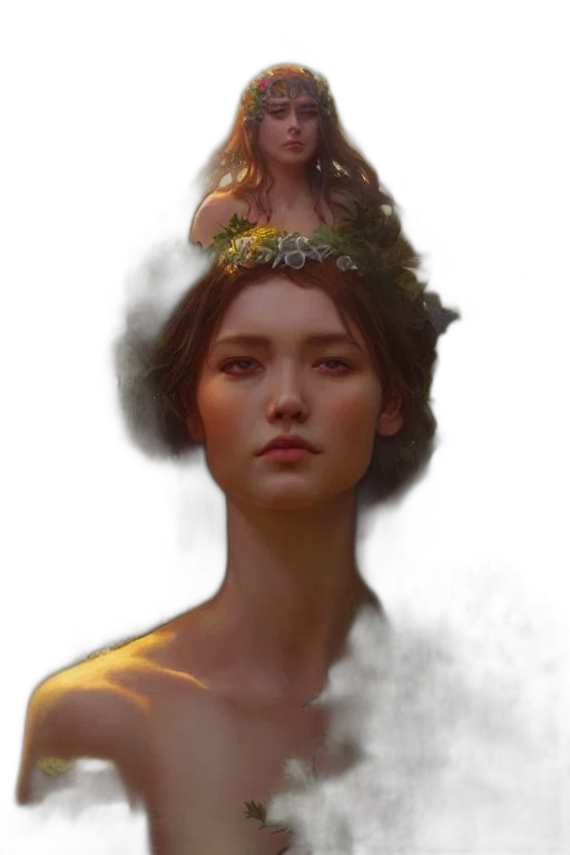 crown, face, dress, jewelry, fantasy art, concept art, photorealistic, oil painting transparent PNG cut-out