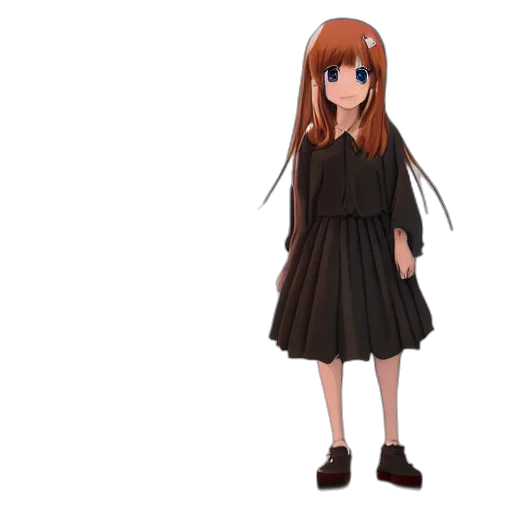 dress, hair, shoes, staff transparent PNG cut-out