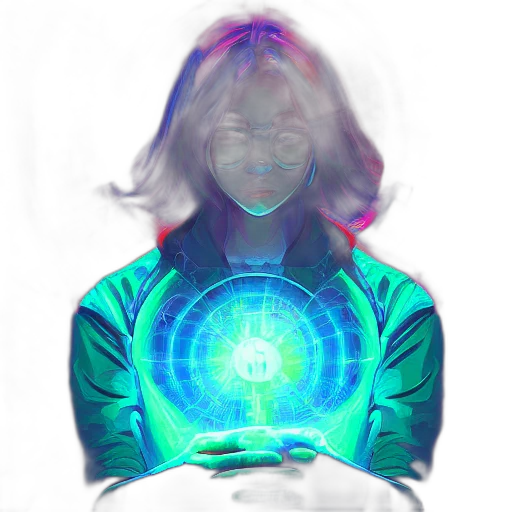 robot, jacket, staff, face transparent PNG cut-out