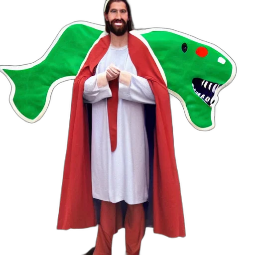creature, dragon, concept art, jesus, wearing, dinosaur, costume transparent PNG cut-out