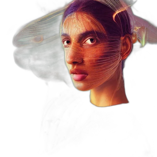 face, mask, robot, hat, photorealistic, concept art, cyberpunk, 3d render transparent PNG cut-out