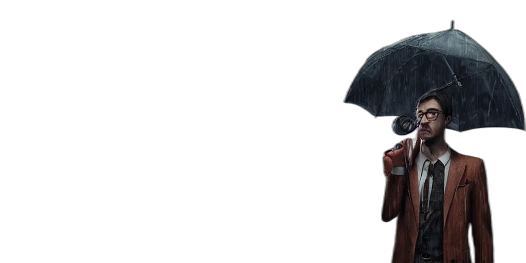 umbrella, hat, dress, staff, concept art, 3d render, photorealistic, cartoon transparent PNG cut-out