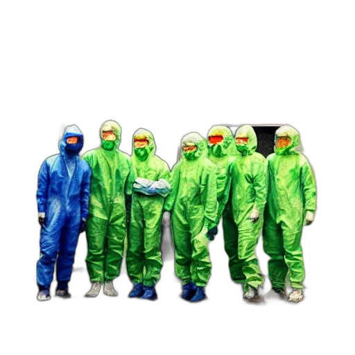 jacket, staff, wide, shot, photo, group, scientists, hazmat transparent PNG cut-out