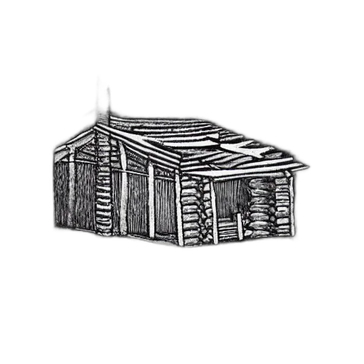 building, furniture, 3d render, concept art, log, cabin, forest, van transparent PNG cut-out