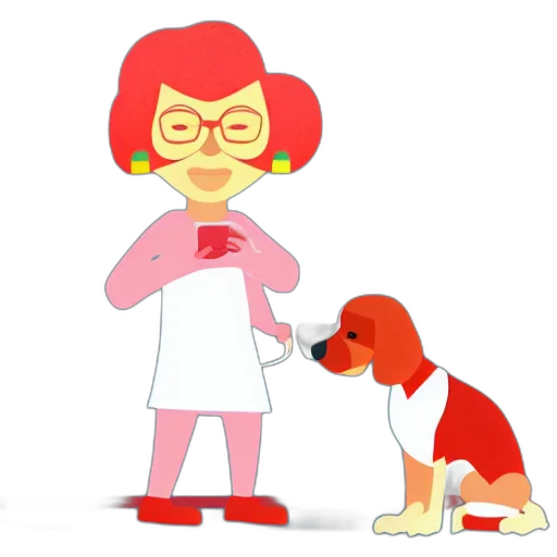 staff, animal, cartoon, concept art, pixel art, red, flat, design transparent PNG cut-out