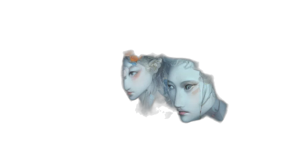 mask, face, crown, creature, watercolor, concept art, vaporwave, fantasy art transparent PNG cut-out