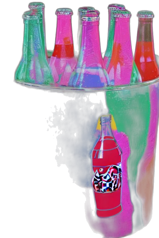 bottle, crown, umbrella, jewelry, vaporwave, 3d render, photorealistic, concept art transparent PNG cut-out